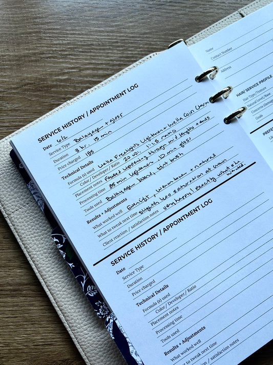 Daily Dashboard Client Log- Hair Stylist Edition (Starter Pack- A5)