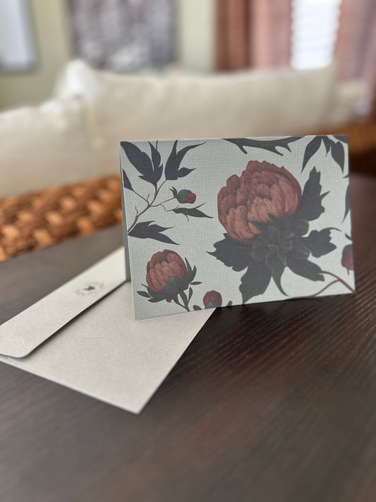 Note Card- Peony Floral Large