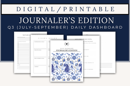 Printable Daily Dashboard - Journaler's Edition - Q3 2026 (Digital Download)