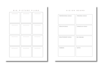 Weekly Dashboard Insert| Undated Letter Size Discbound Annual Planner + Journal