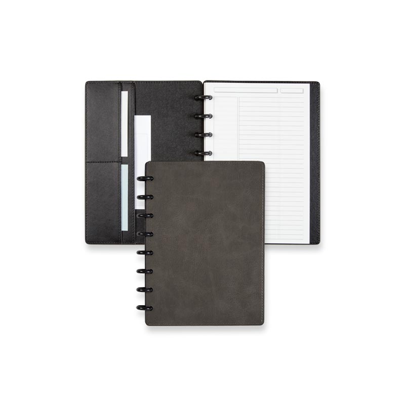 Levenger Circa Smooth Sliver Discbound Notebook with Pockets