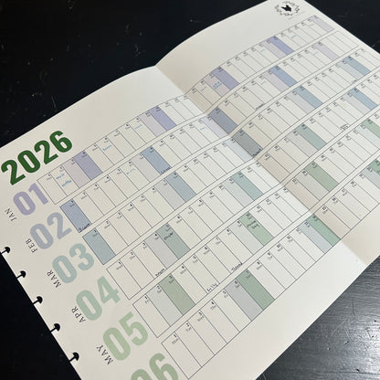 2026 Annual Fold Out Calendar for Letter Sized, Discbound Daily Dashboard