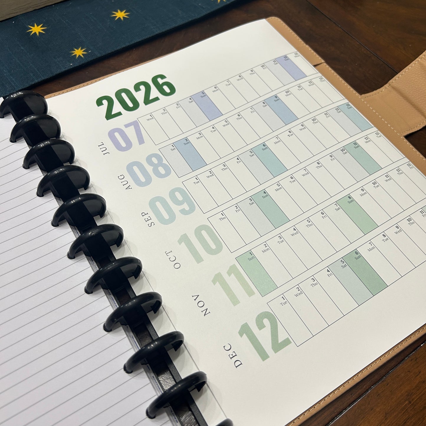 2026 Annual Fold Out Calendar for Letter Sized, Discbound Daily Dashboard