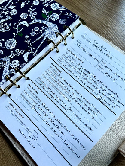 Daily Dashboard Client Log- Hair Stylist Edition (Starter Pack- A5)