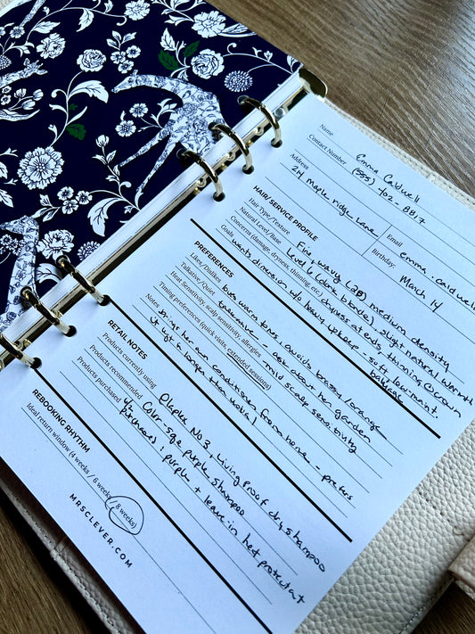 Daily Dashboard Client Log- Hair Stylist Edition (Starter Pack- A5)