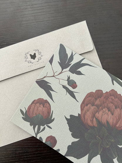 Note Card- Peony Floral Large