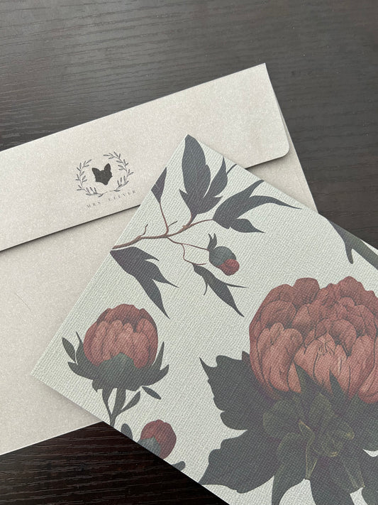 Note Card- Peony Floral Large
