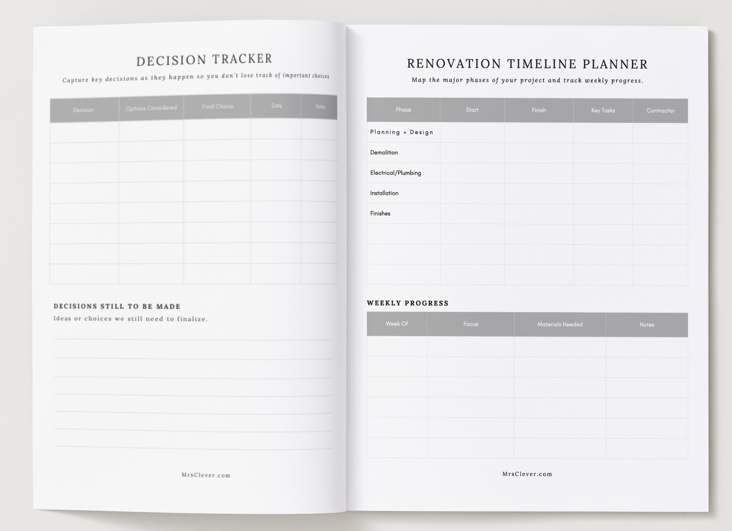 Home Project Planner Insert- Letter Size - (Digital Download)