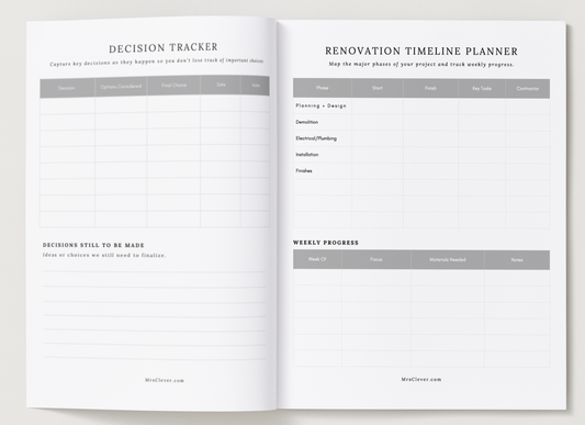 Home Project Planner Insert- Letter Size, Discbound