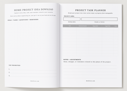 Home Project Planner Insert- Letter Size - (Digital Download)