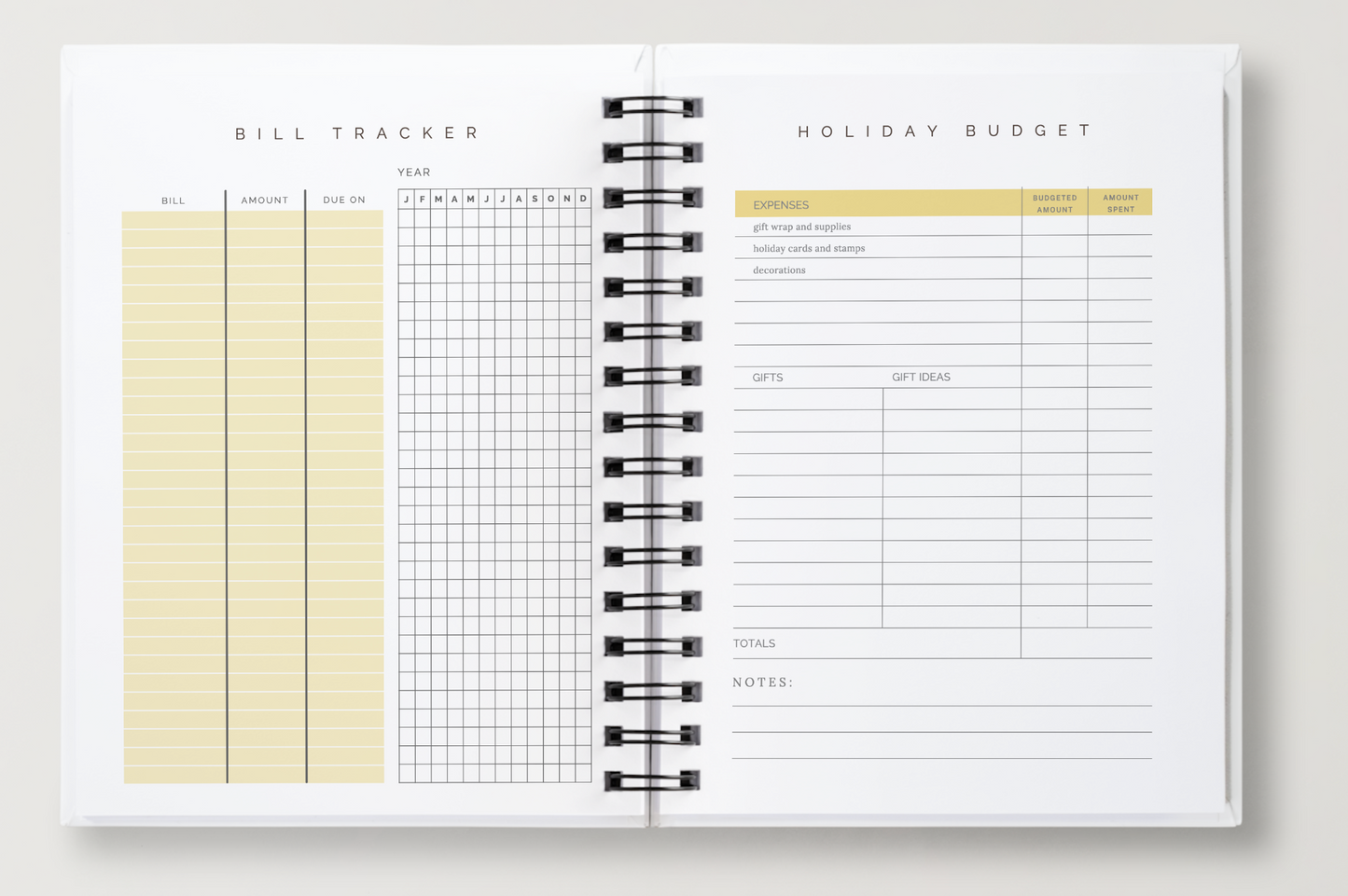 Undated Budget Planner | Spiral-Bound Finance Companion