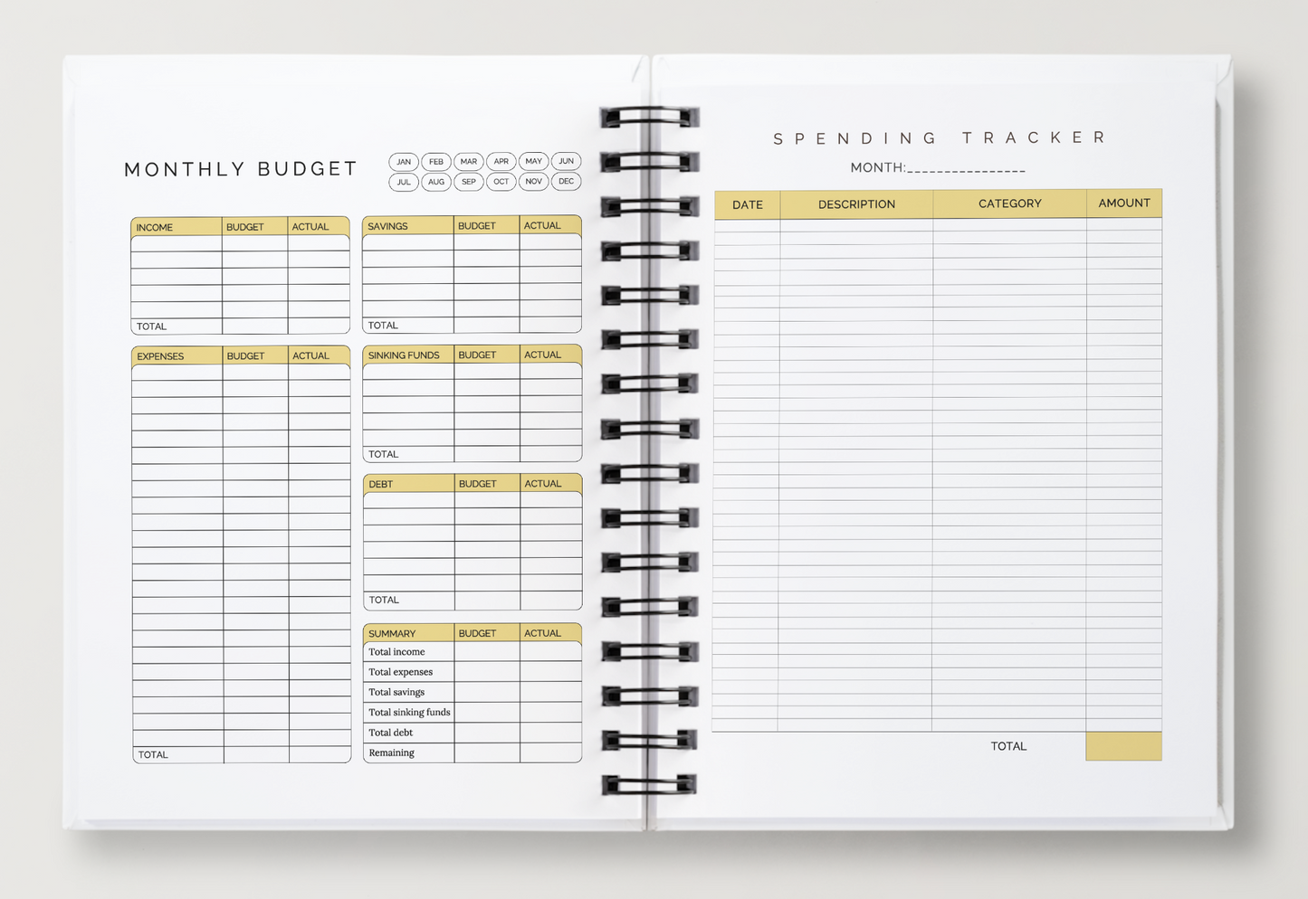 Undated Budget Planner | Spiral-Bound Finance Companion