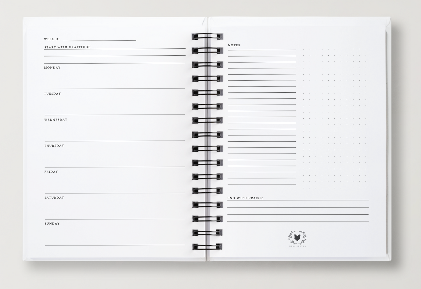 The Weekly Dashboard | Undated Spiral-Bound Weekly Annual Planner + Journal