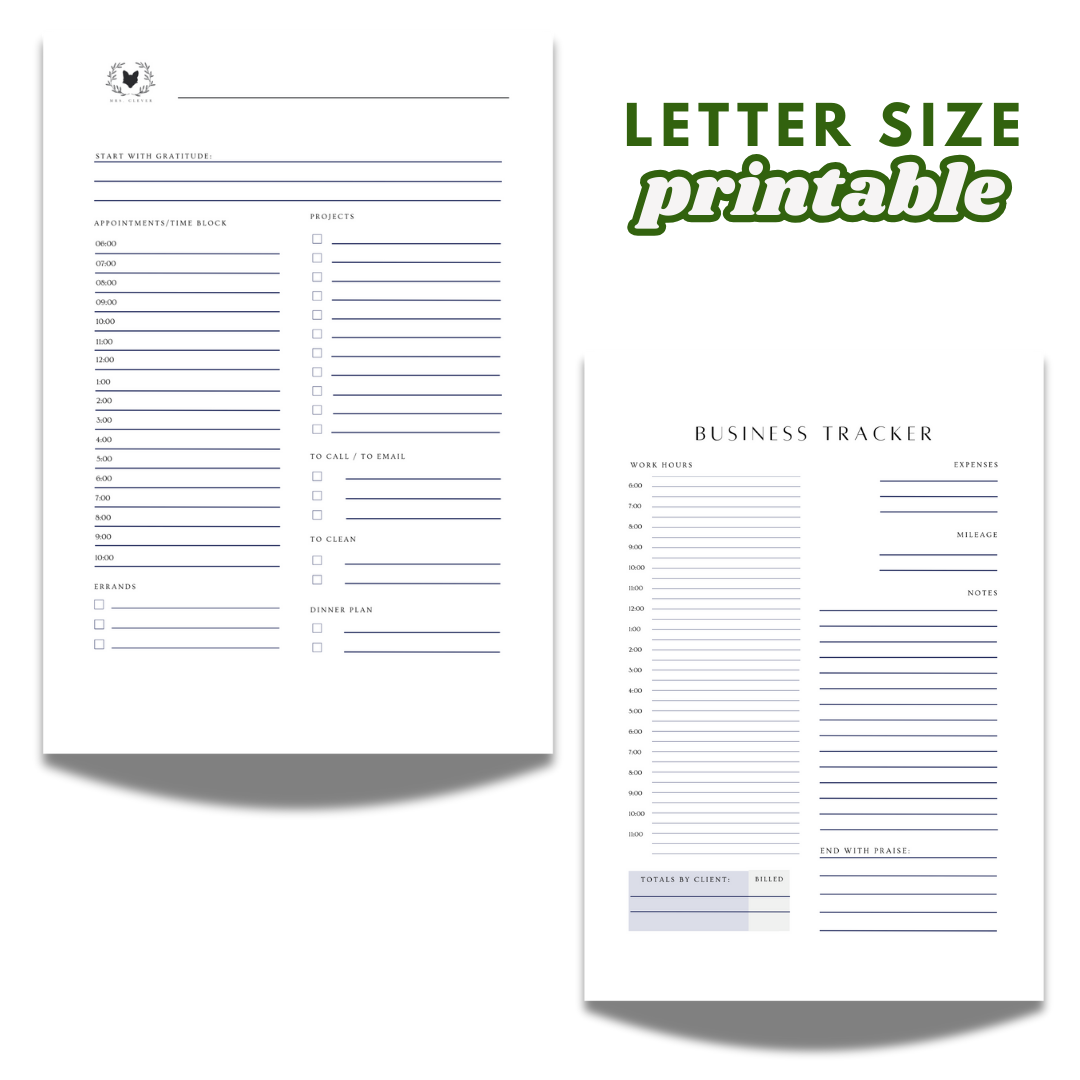 Letter Undated Printable Daily Dashboard (Digital Download)